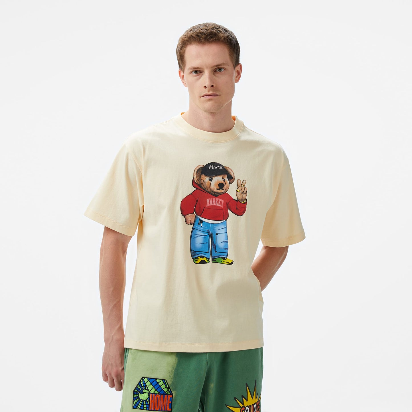 The Market Fit Check Bear Erkek Krem T-shirt