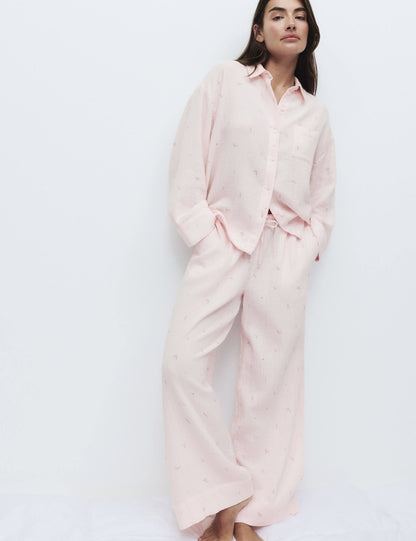 Müslin Uzun Kollu Pijama Takımı
