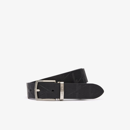 Lacoste Erkek Monogram Deri Siyah Kemer