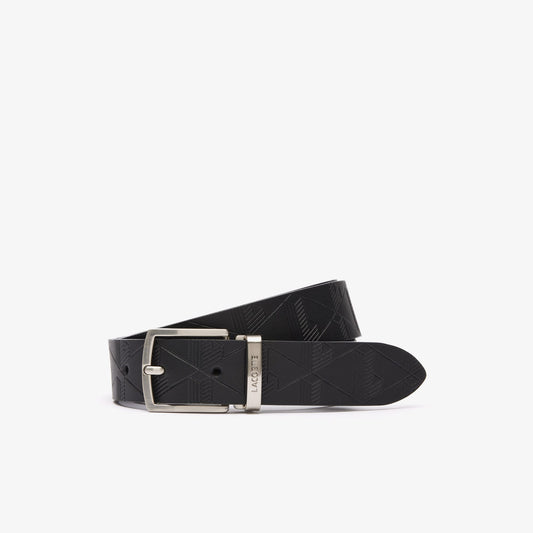 Lacoste Erkek Monogram Deri Siyah Kemer