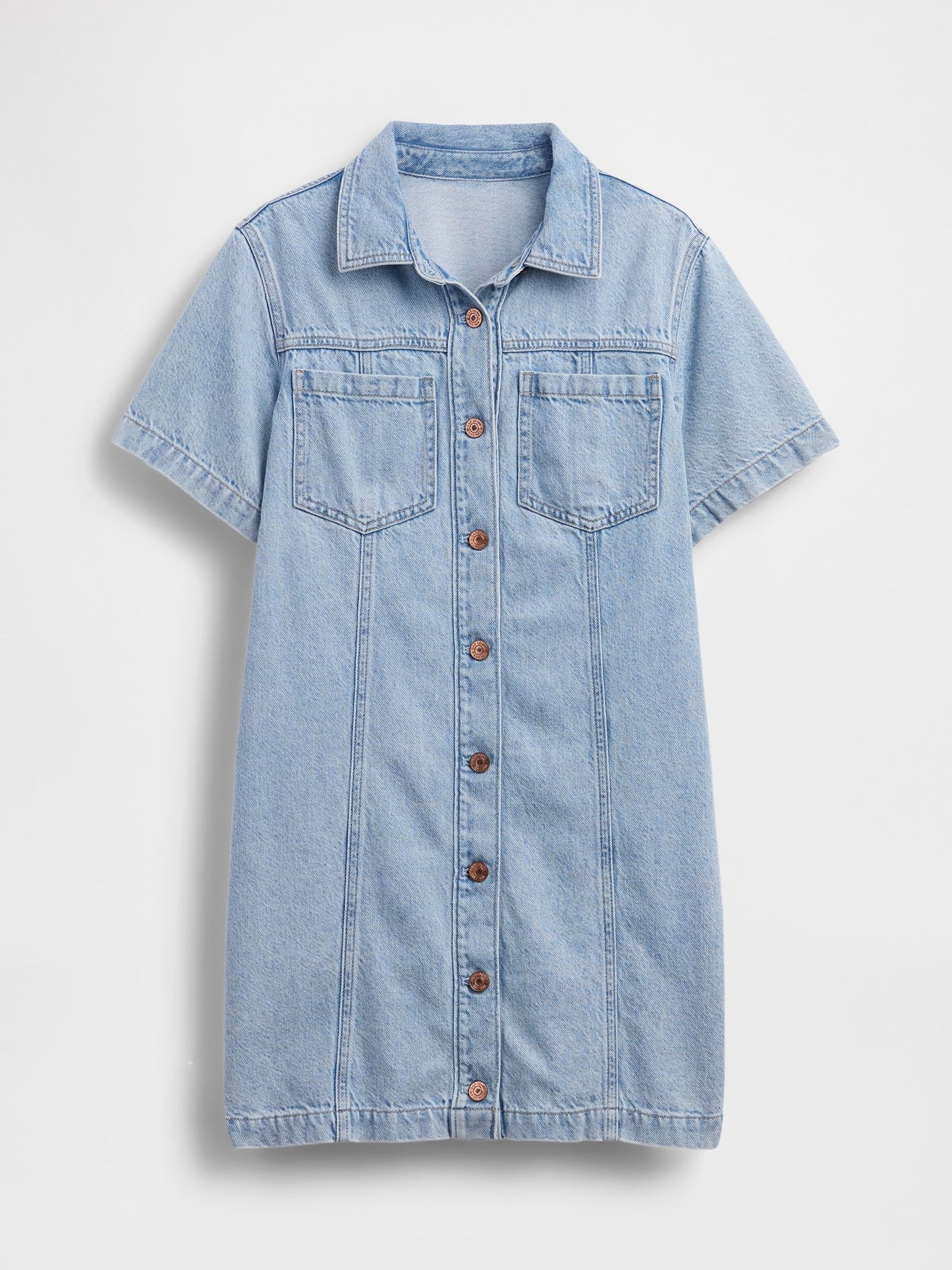 Açık Mavi Ultrasoft Denim Mini Gömlek Elbise