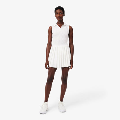 Lacoste Sport Kadın Slim Fit Kolsuz Polo Yaka Beyaz Elbise