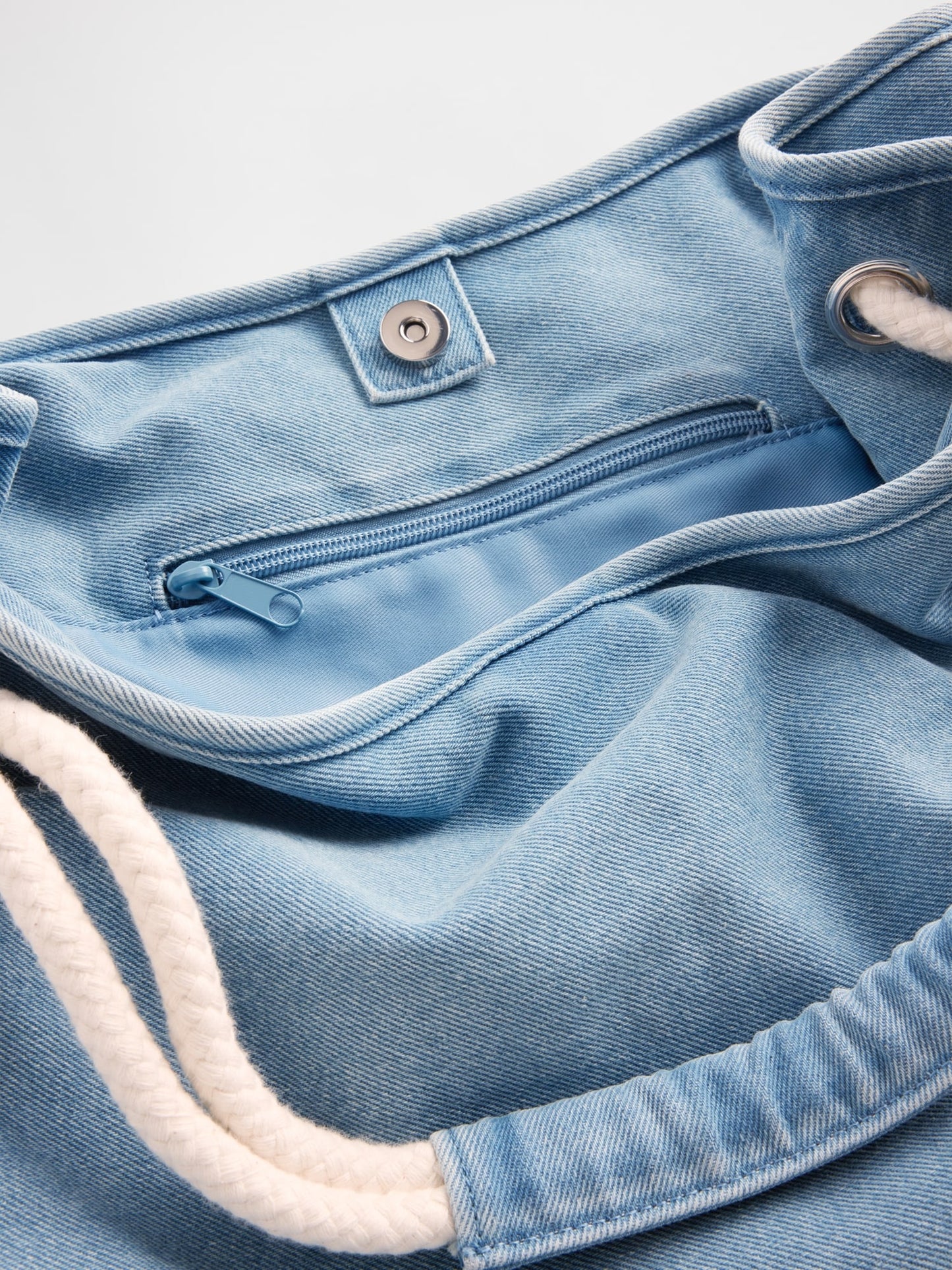 Açık Mavi Denim Ip Bucket Çanta