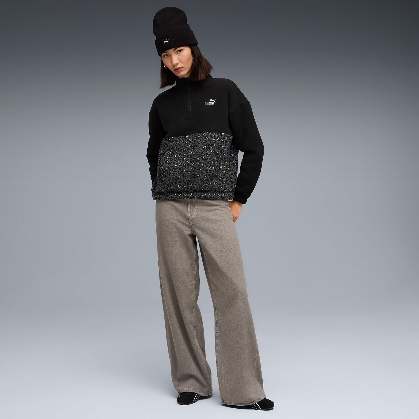 Puma Essentials Animal Crew Kadın Siyah Sweatshirt