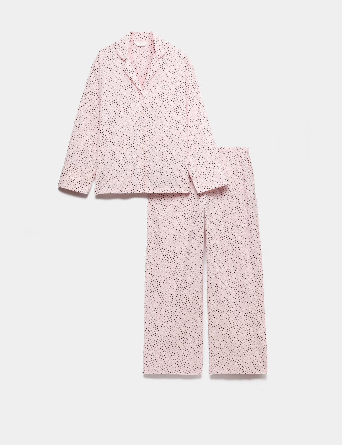 M&s Saf Pamuklu Puantiyeli Pijama Seti
