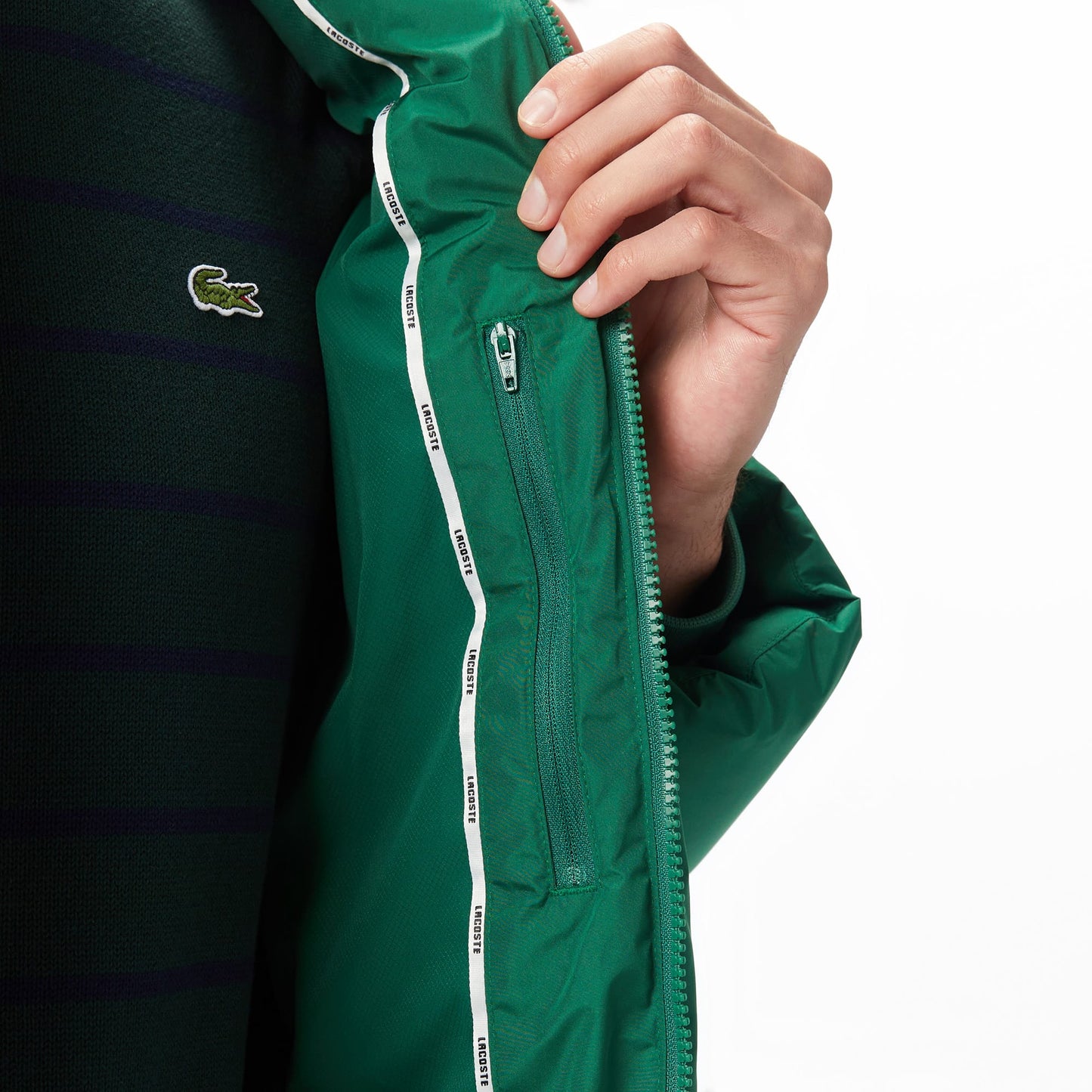 Lacoste Erkek Relaxed Fit Kapüşonlu Yeşil Mont