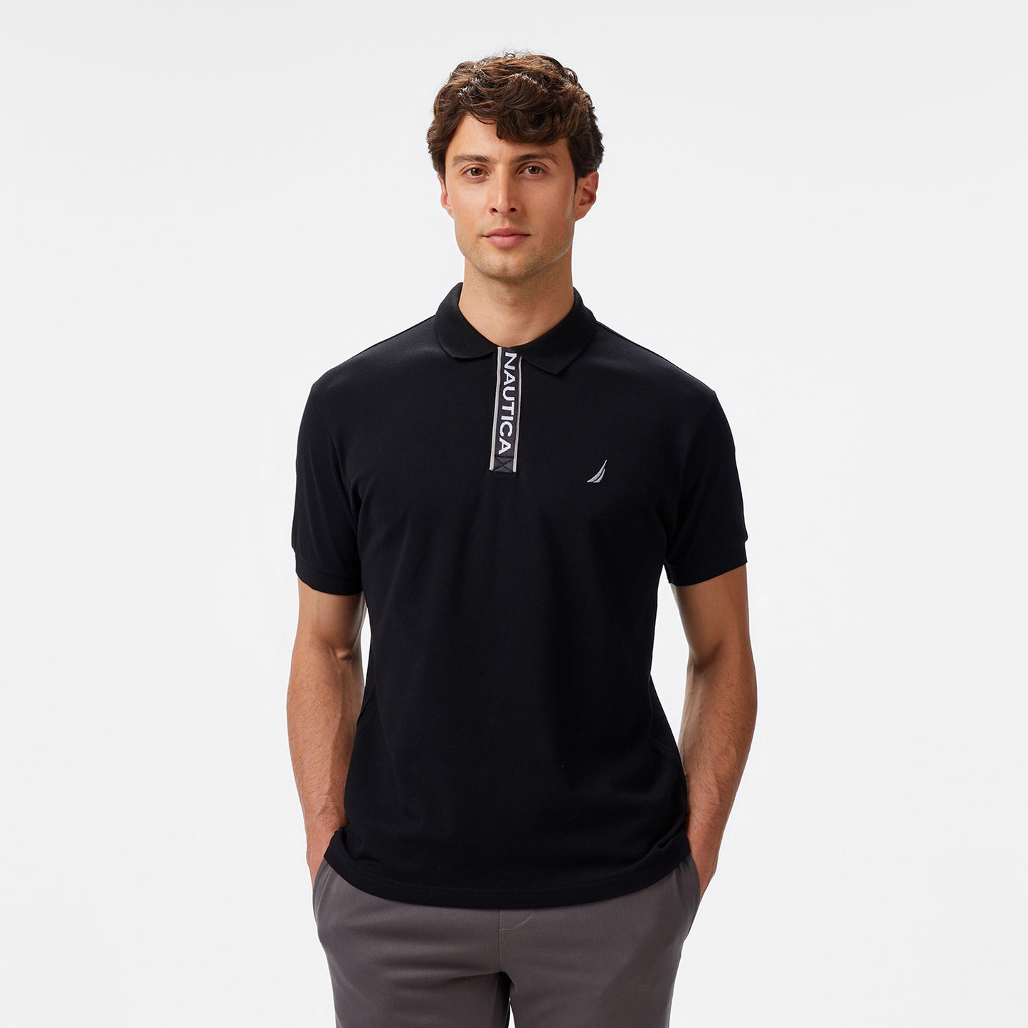 Nautica Erkek Siyah Classic Fit Polo Yaka T-shirt