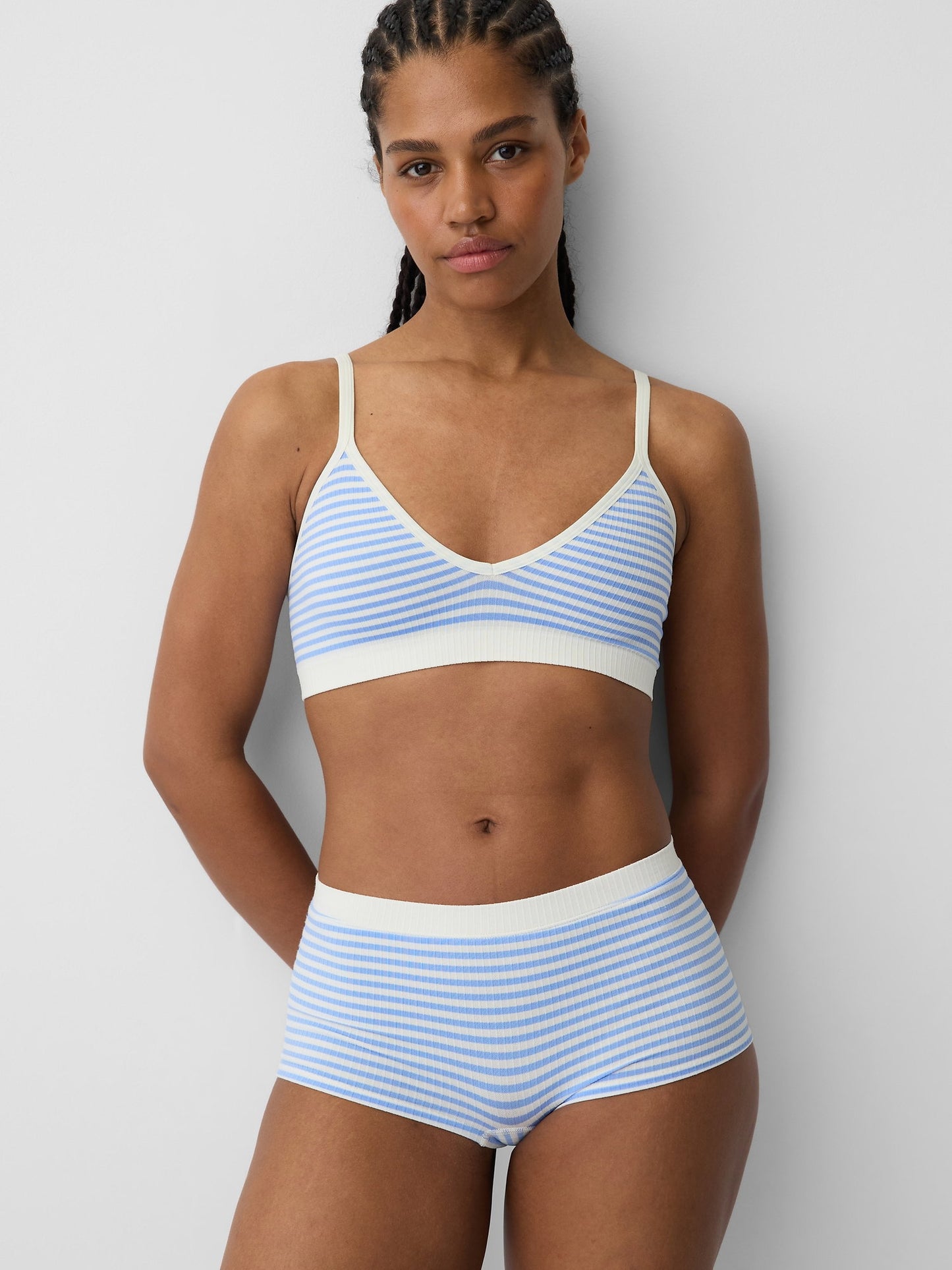 Açık Mavi Seamless Fitilli Triangle Bralet