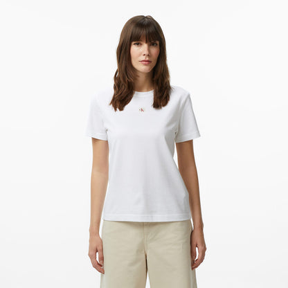 Calvin Klein Woven Label Classic Fit Kadın Beyaz T-shirt