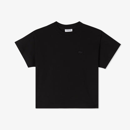 Lacoste Kadın Loose Fit Bisiklet Yaka Siyah T-shirt