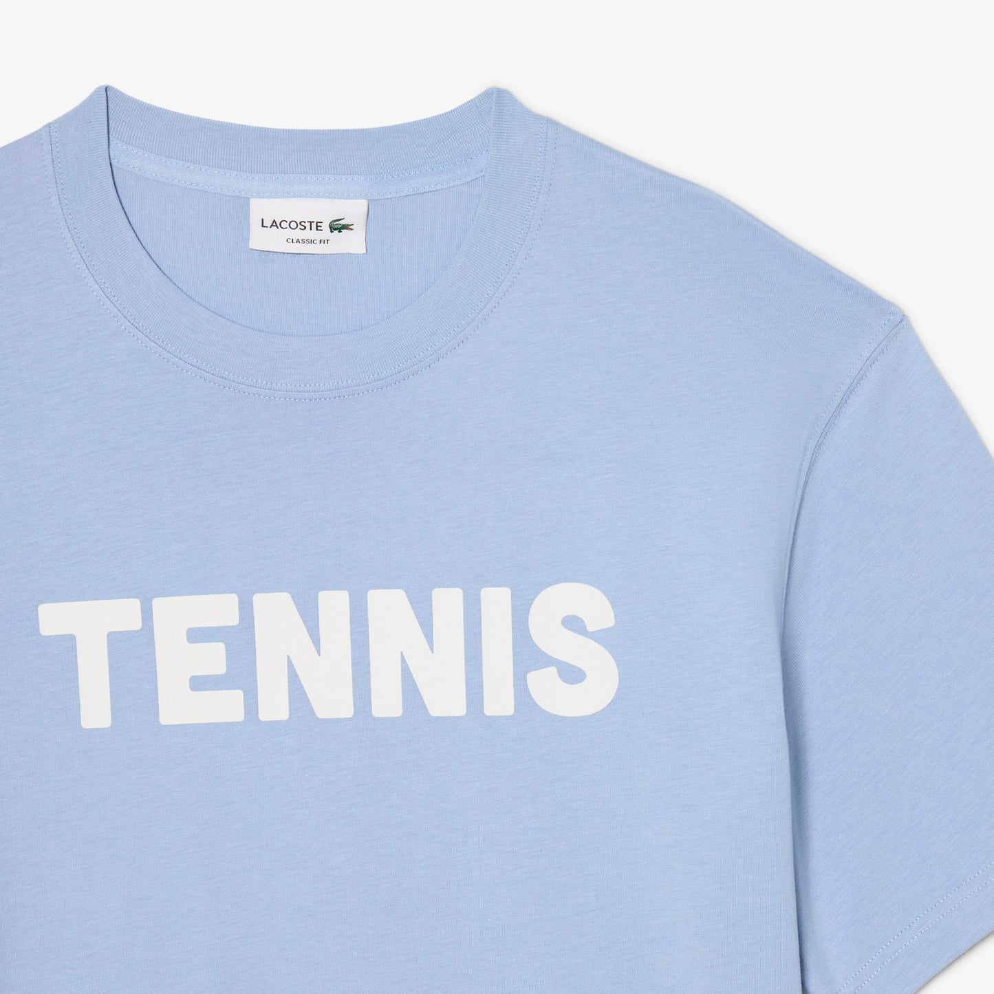 Lacoste Erkek Classic Fit Bisiklet Yaka Baskılı Mavi T-shirt