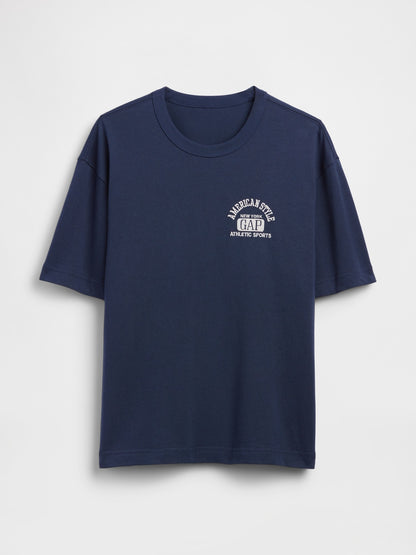 Lacivert Heavyweight Gap Logo Relaxed Crop T-shirt