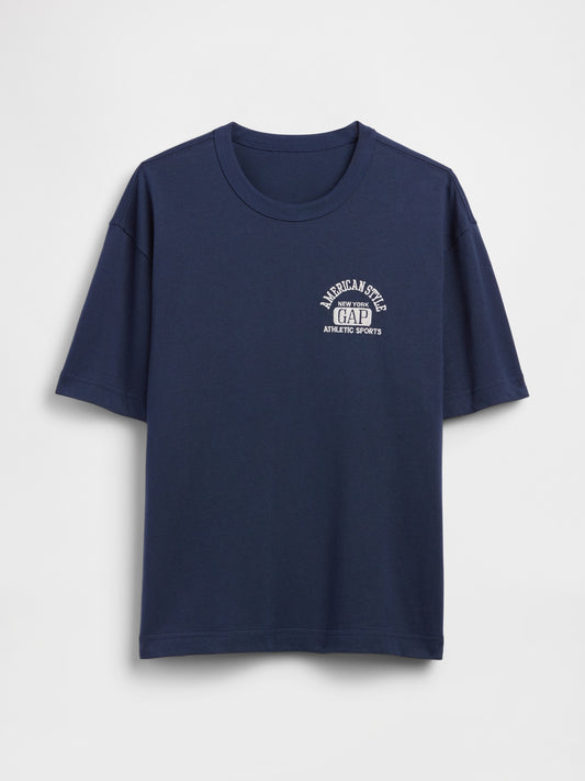 Lacivert Heavyweight Gap Logo Relaxed Crop T-shirt