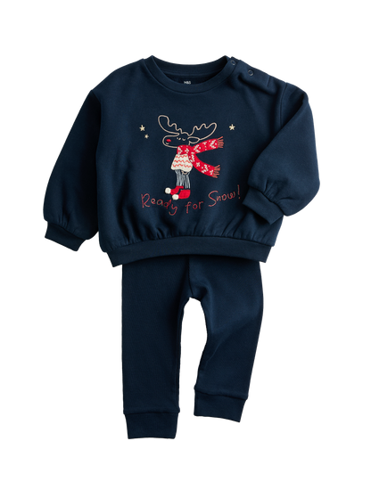 Ren Geyiği Baskılı 2'li Sweatshirt Takımı