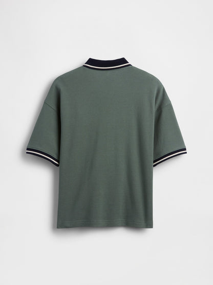 Yeşil Oversized Gap Logo Pique Polo T-shirt