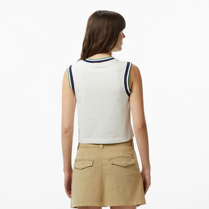 Calvin Klein Monogram Stripe Kadın Beyaz Kolsuz T-shirt