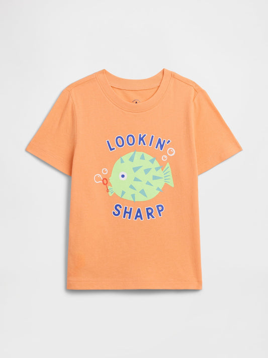 Turuncu Grafik Baskılı T-shirt