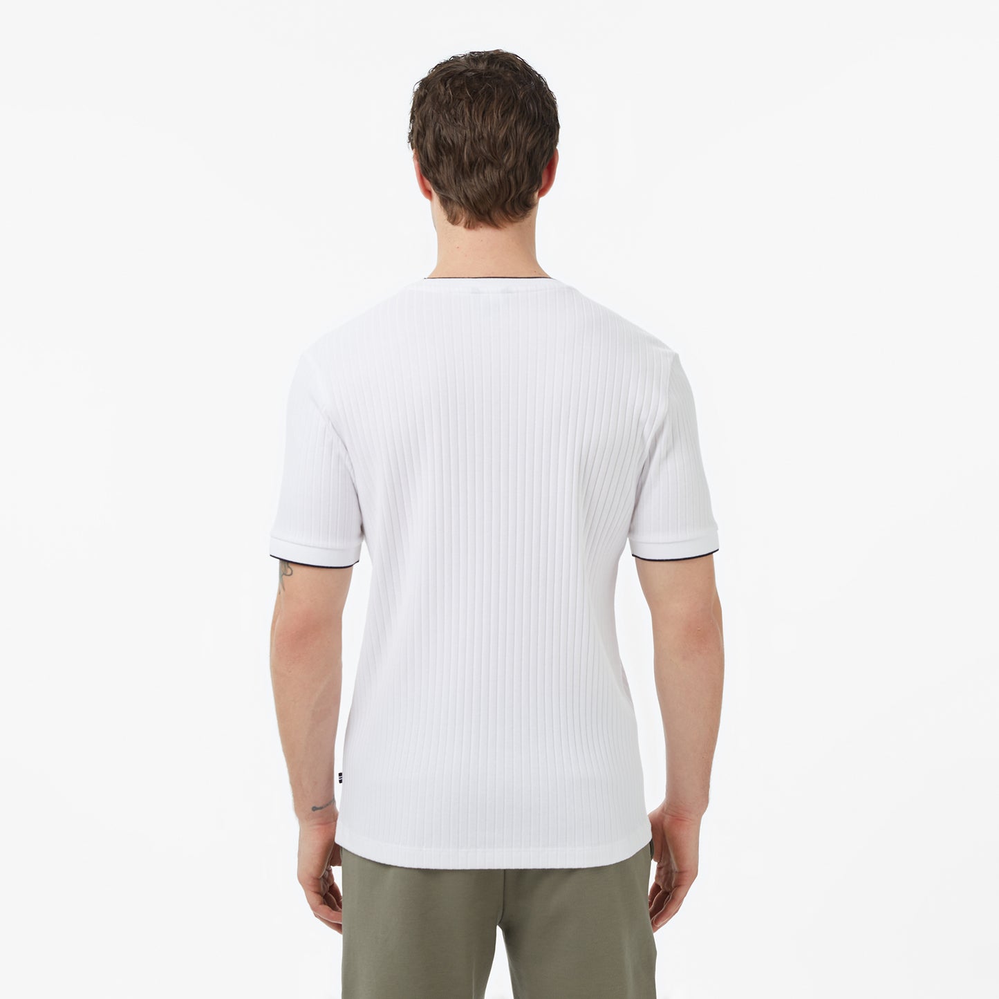 Nautica Erkek Beyaz Regular Fit Çizgili T-shirt