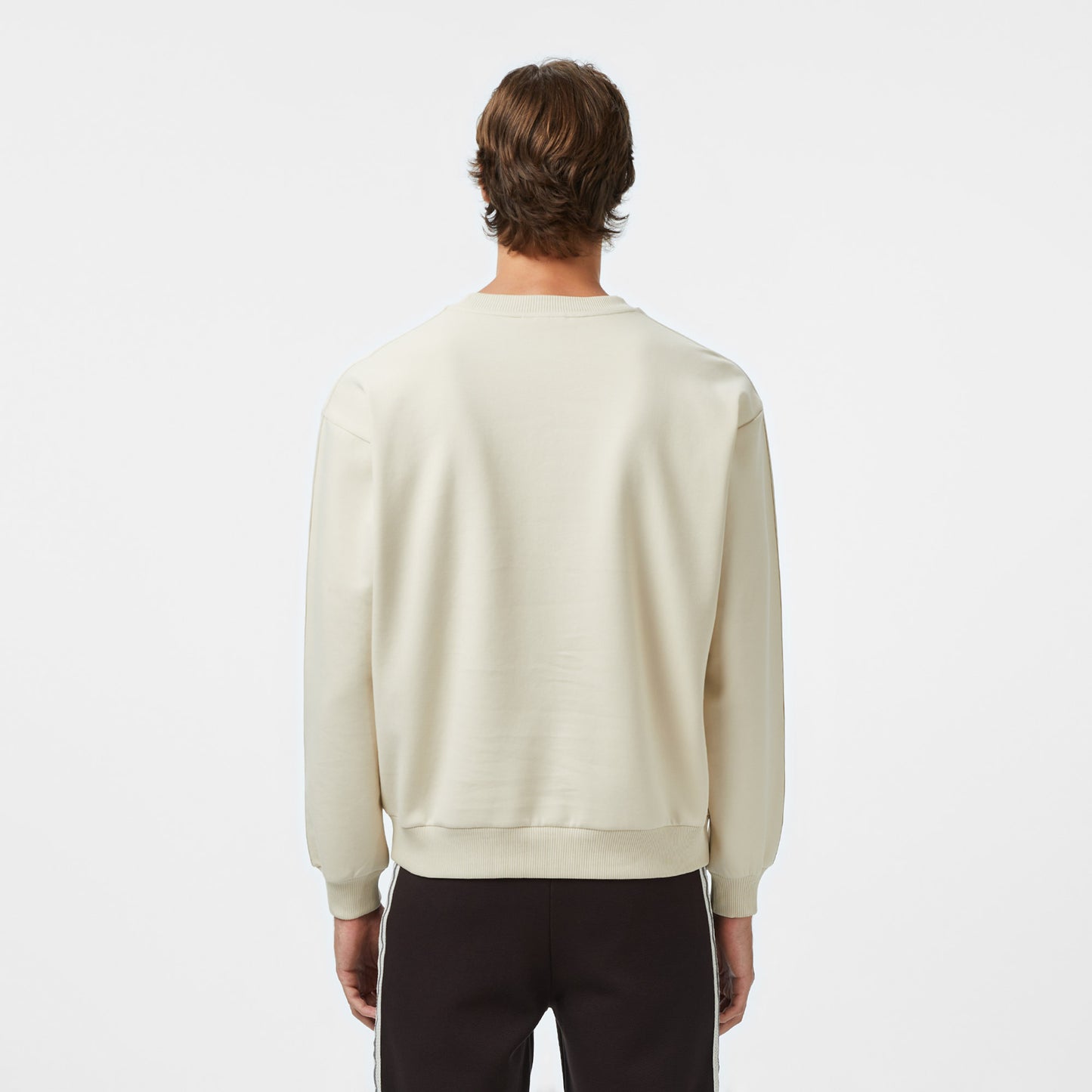 Lacoste Relaxed Fit Bisiklet Yaka Erkek Krem Sweatshirt