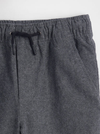 Siyah Keten Karışımı Relaxed Easy Pantolon