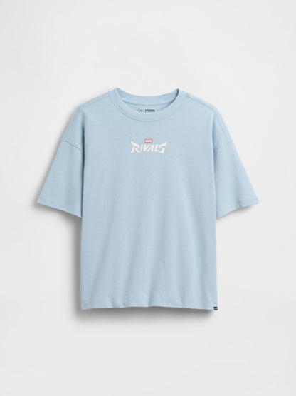 Açık Mavi Marvel Oversized Grafik Baskılı T-shirt