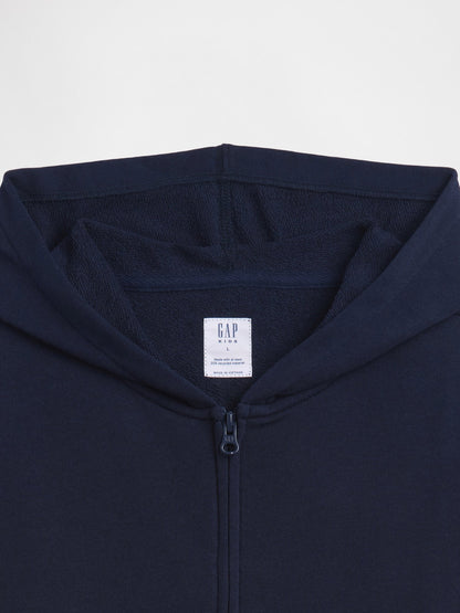 Lacivert Kids Rahat Fransız Havlu Kumaş Fermuarlı Sweatshirt