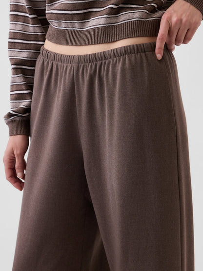 Kahverengi Brushed Twill Easy Wide-leg Pantolon