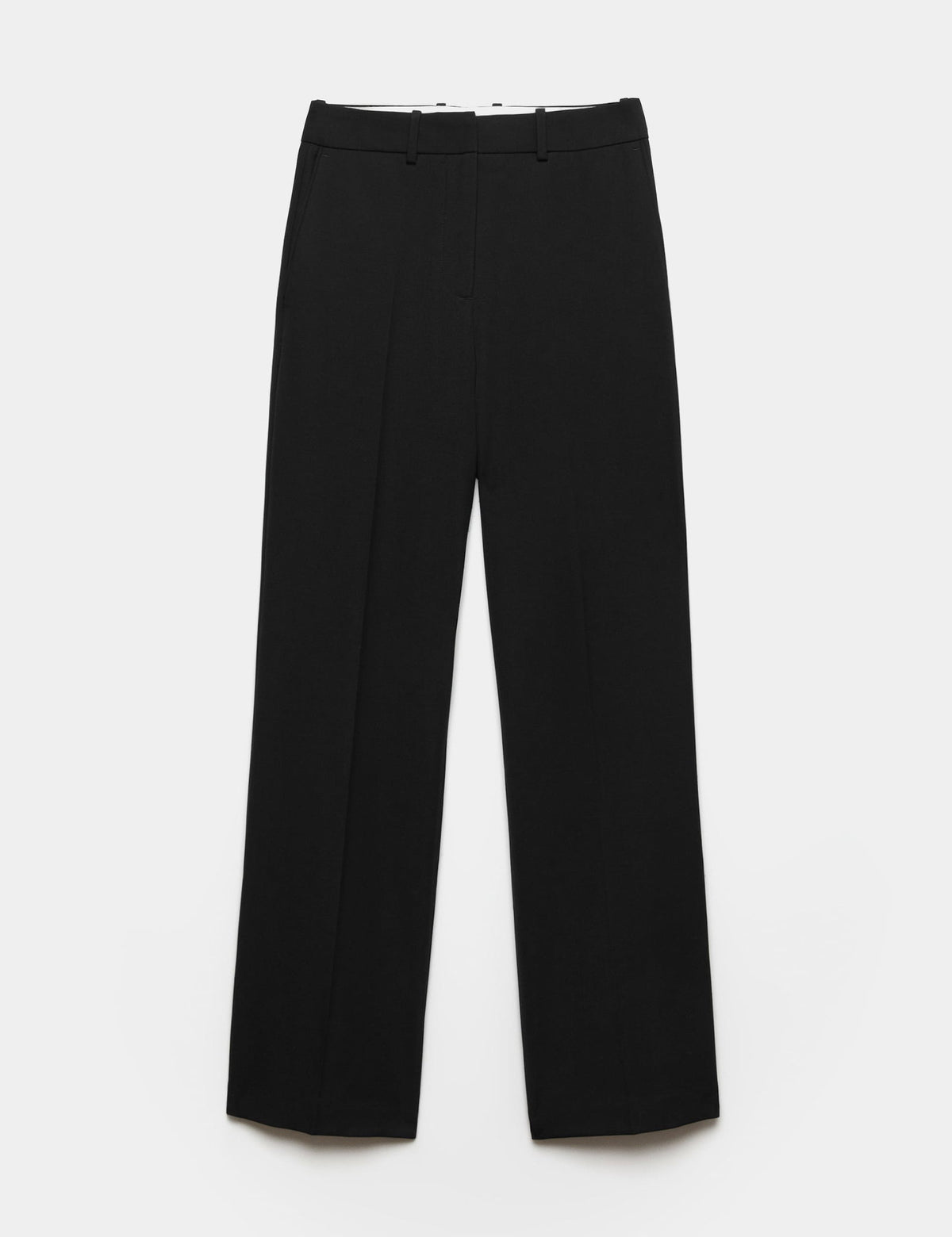 Saf Yün Yüksek Bel Straight Leg Pantolon