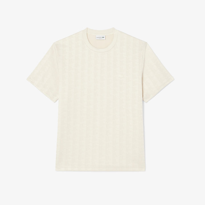 Lacoste Erkek Classic Fit Bisiklet Yaka Monogram Krem T-shirt