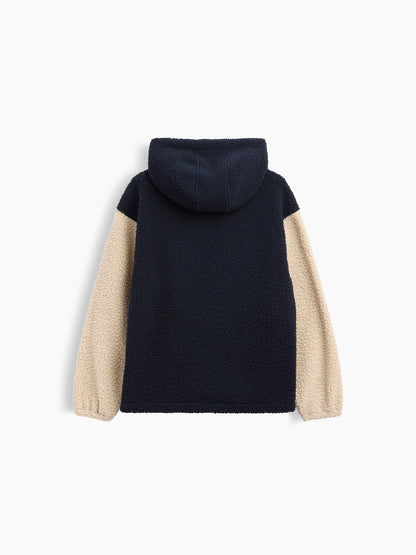 Lacivert Relaxed Colorblock Sherpa Sweatshirt