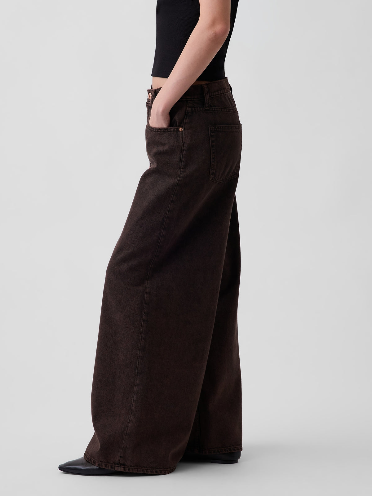 Kahverengi Low Slung Extra Baggy Jean Pantolon
