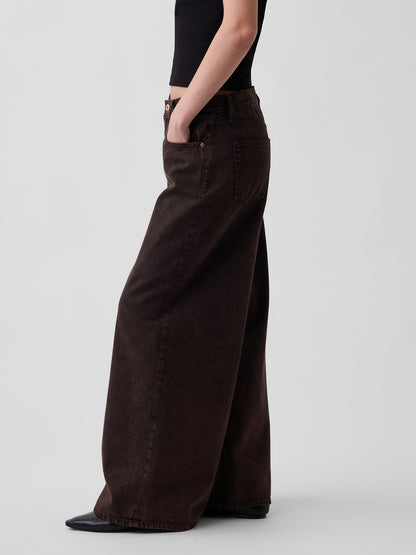 Kahverengi Low Slung Extra Baggy Jean Pantolon