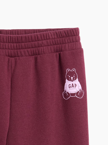 Koyu Kırmızı Grafik Baskılı Bootcut Eşofman Altı