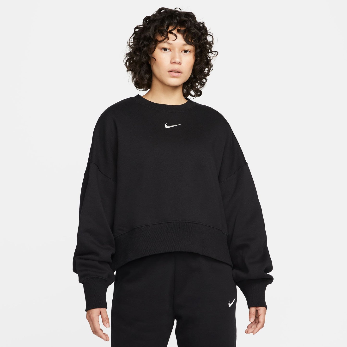Nike Sportswear Phoenix Fleece Oversized Crew Kadın Siyah Eşofman Üstü