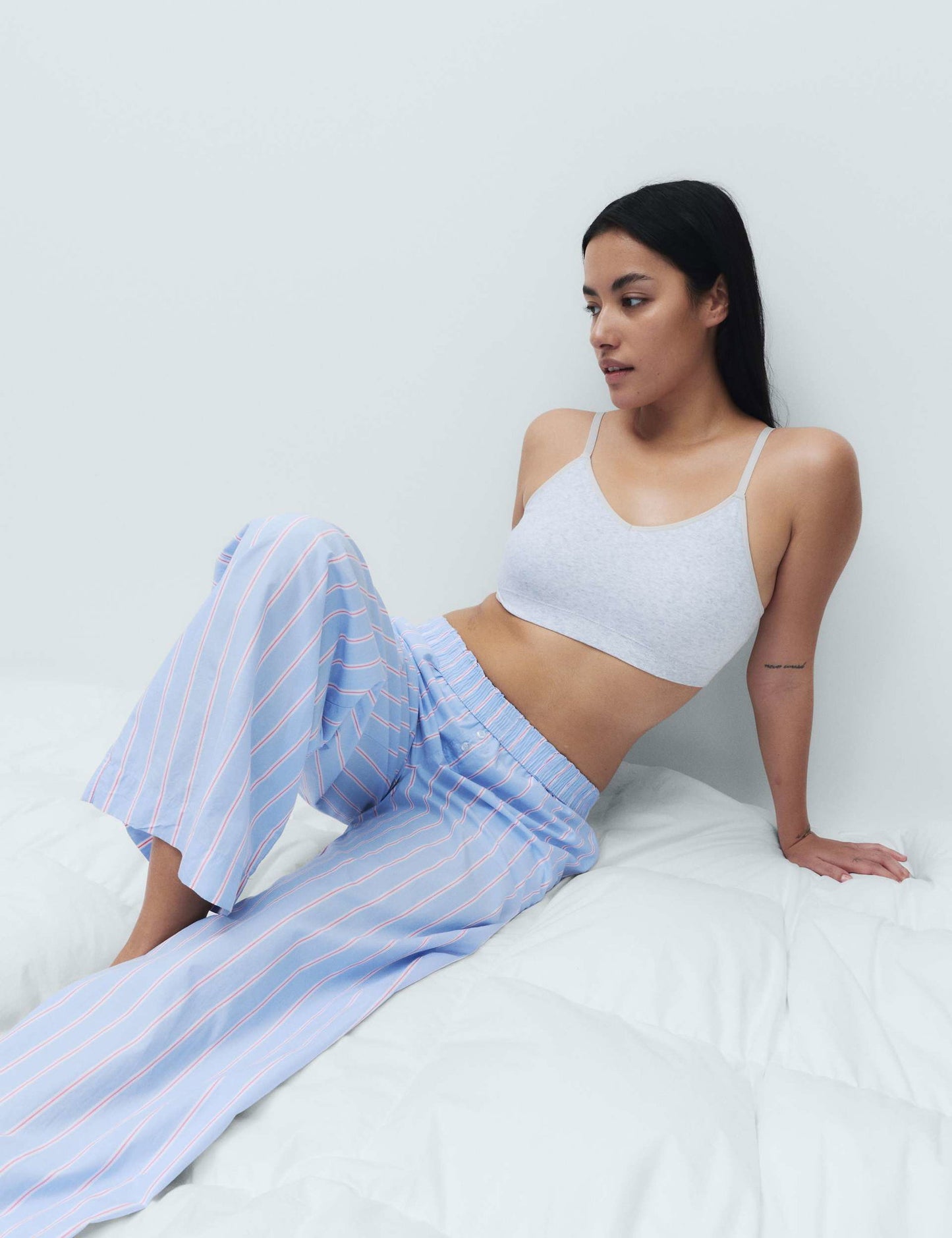 Çizgili Geniş Paça Pijama Altı