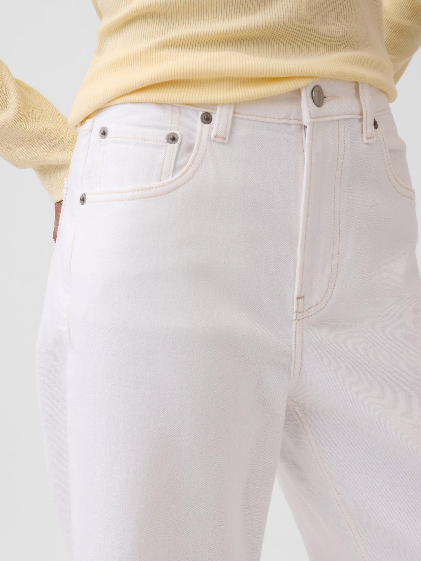 Beyaz High Rise Stride Wide-leg Ankle Jean Pantolon