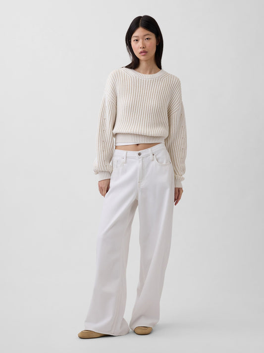Beyaz Low Rise Ultrasoft Extra Baggy Jean Pantolon