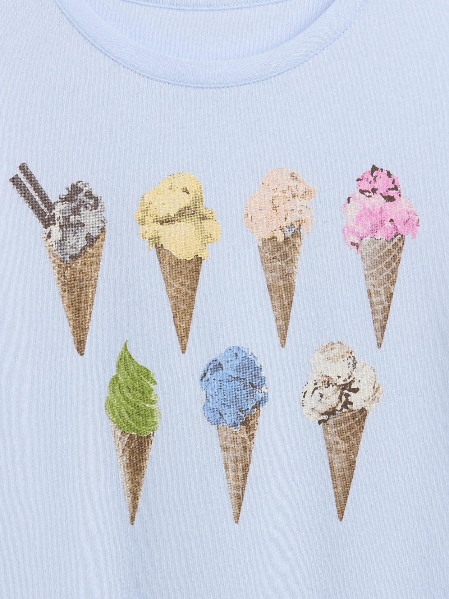 Açık Mavi Grafik Baskılı T-shirt