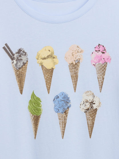 Açık Mavi Grafik Baskılı T-shirt