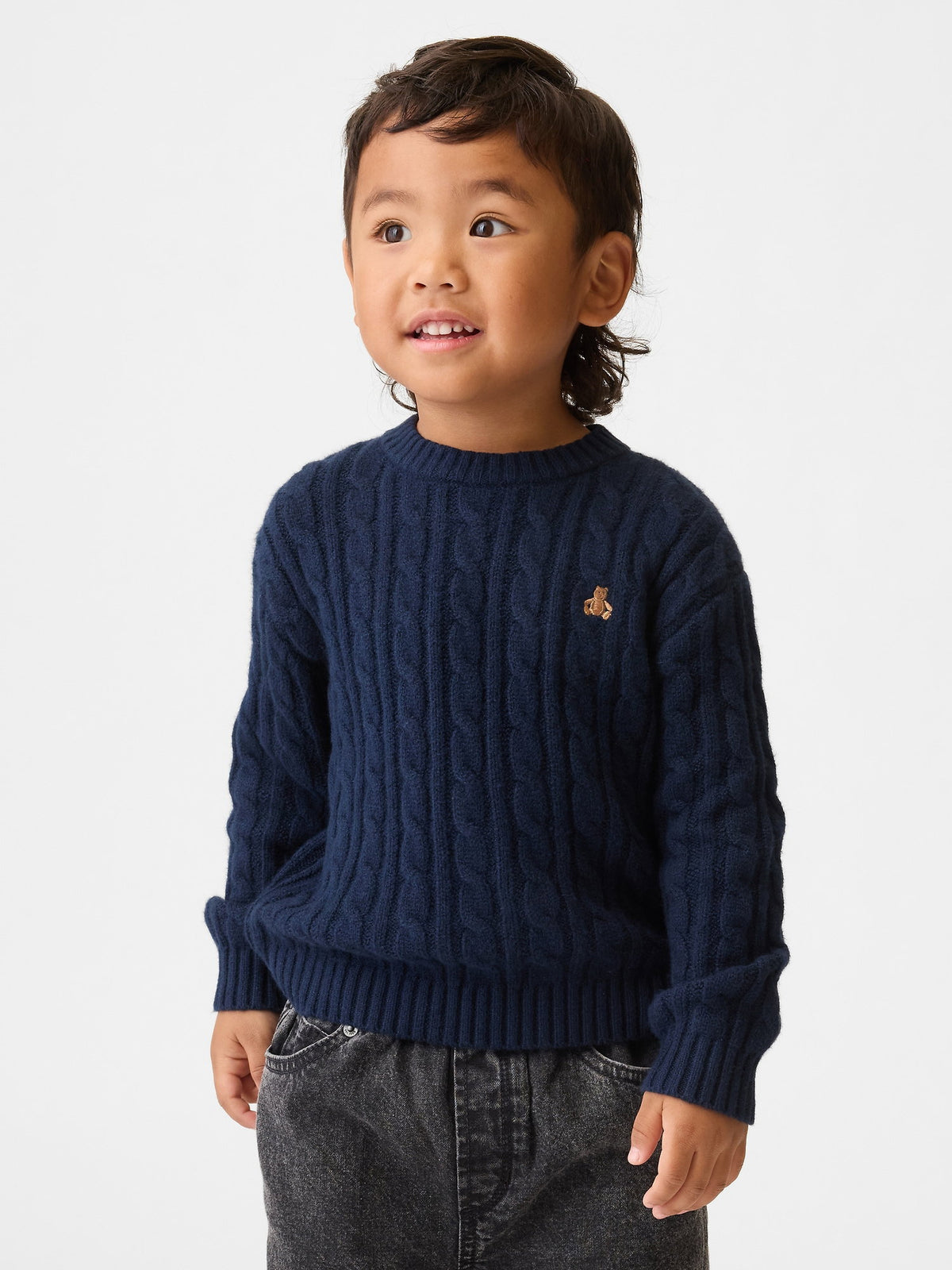 Lacivert Cashsoft Cable-knit Kazak