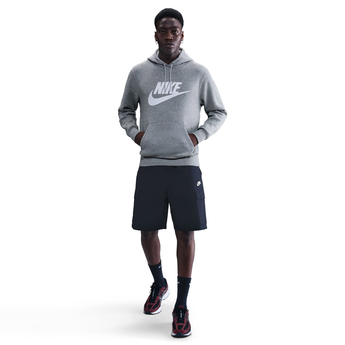 Nike Club Gfx Erkek Gri Hoodie