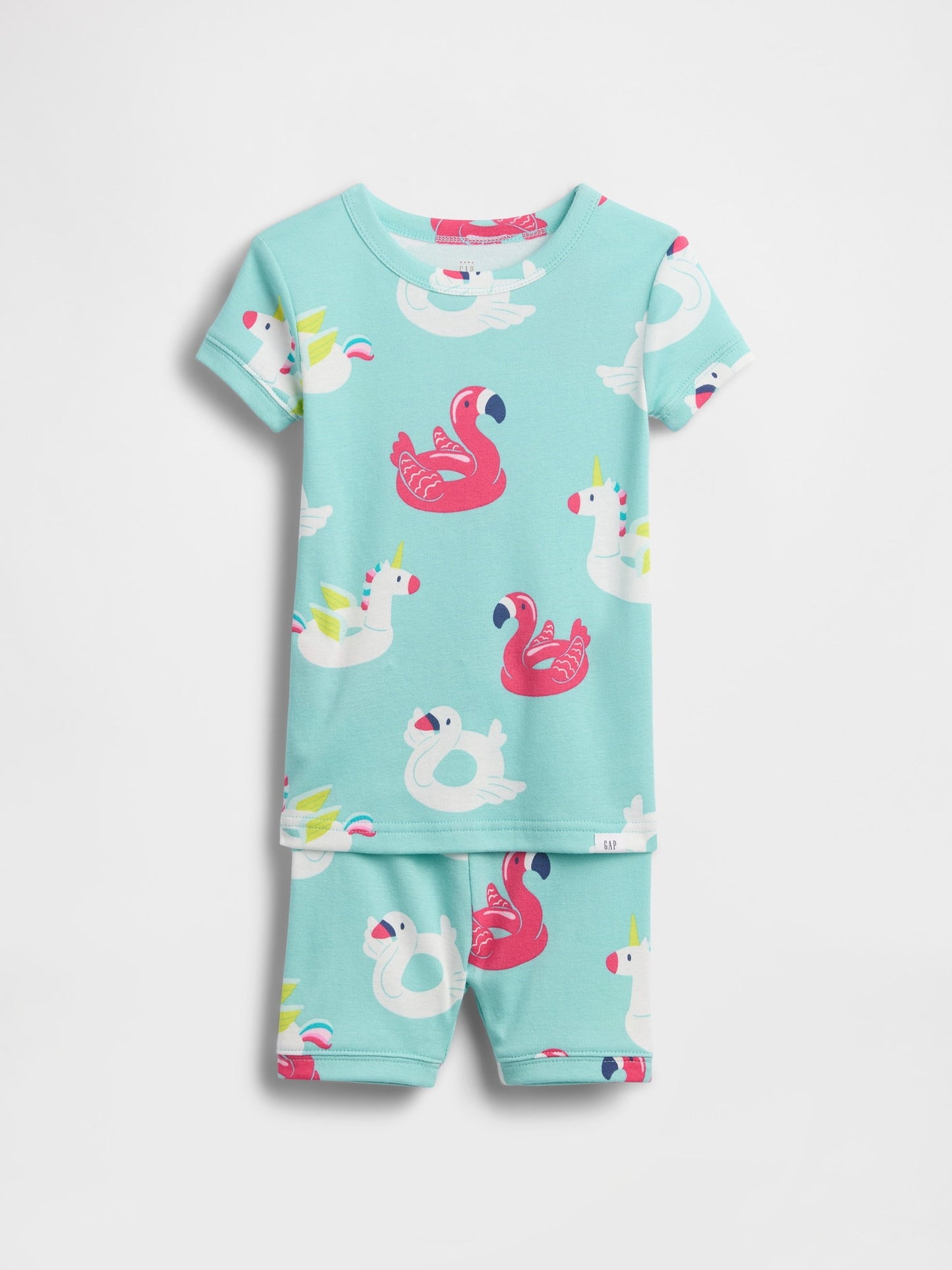 Açık Mavi Organik Brushed Pamuk Pool Float Şort Pijama Seti