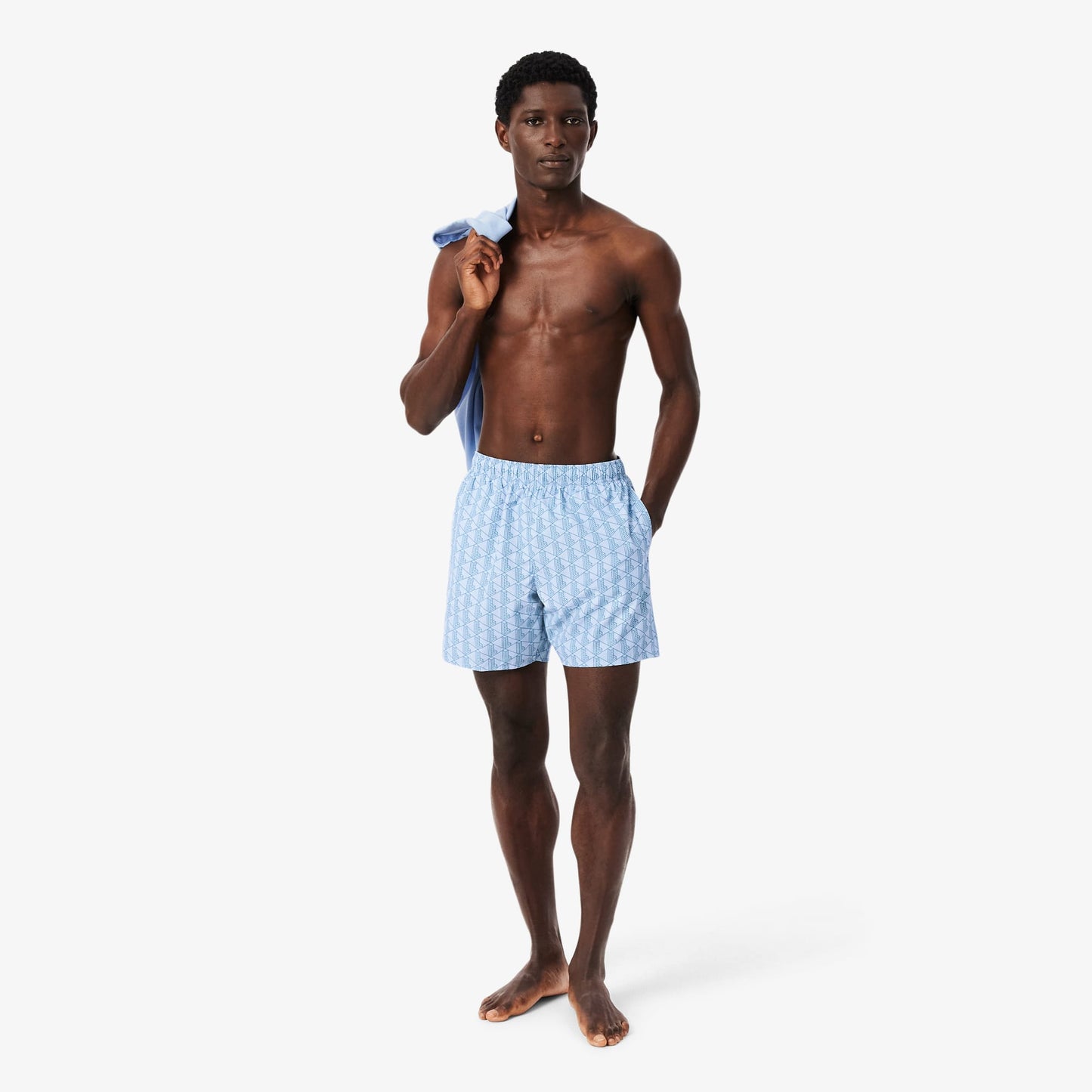 Lacoste Monogram Erkek Mavi Deniz Şortu