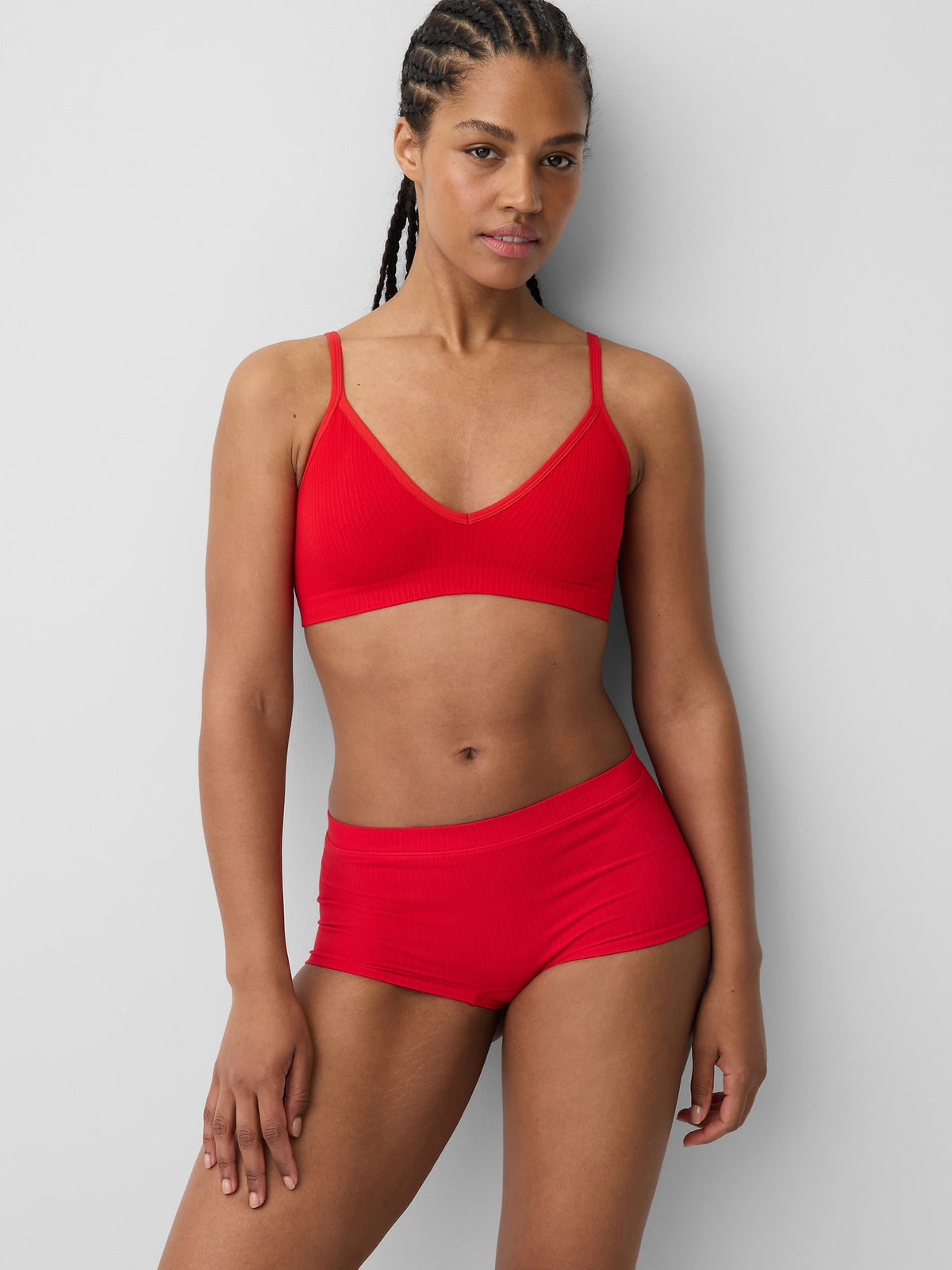 Kırmızı Seamless Fitilli Triangle Bralet