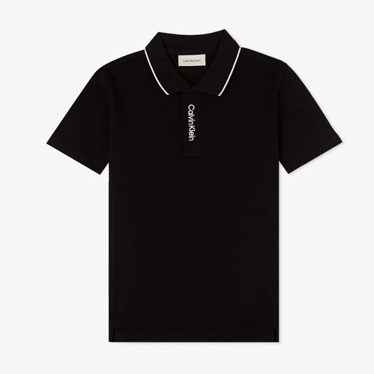 Calvin Klein Logo Pique Çocuk Siyah Polo