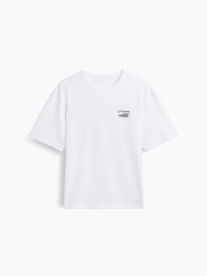 Beyaz Heavyweight Gap Grafik Baskılı T-shirt