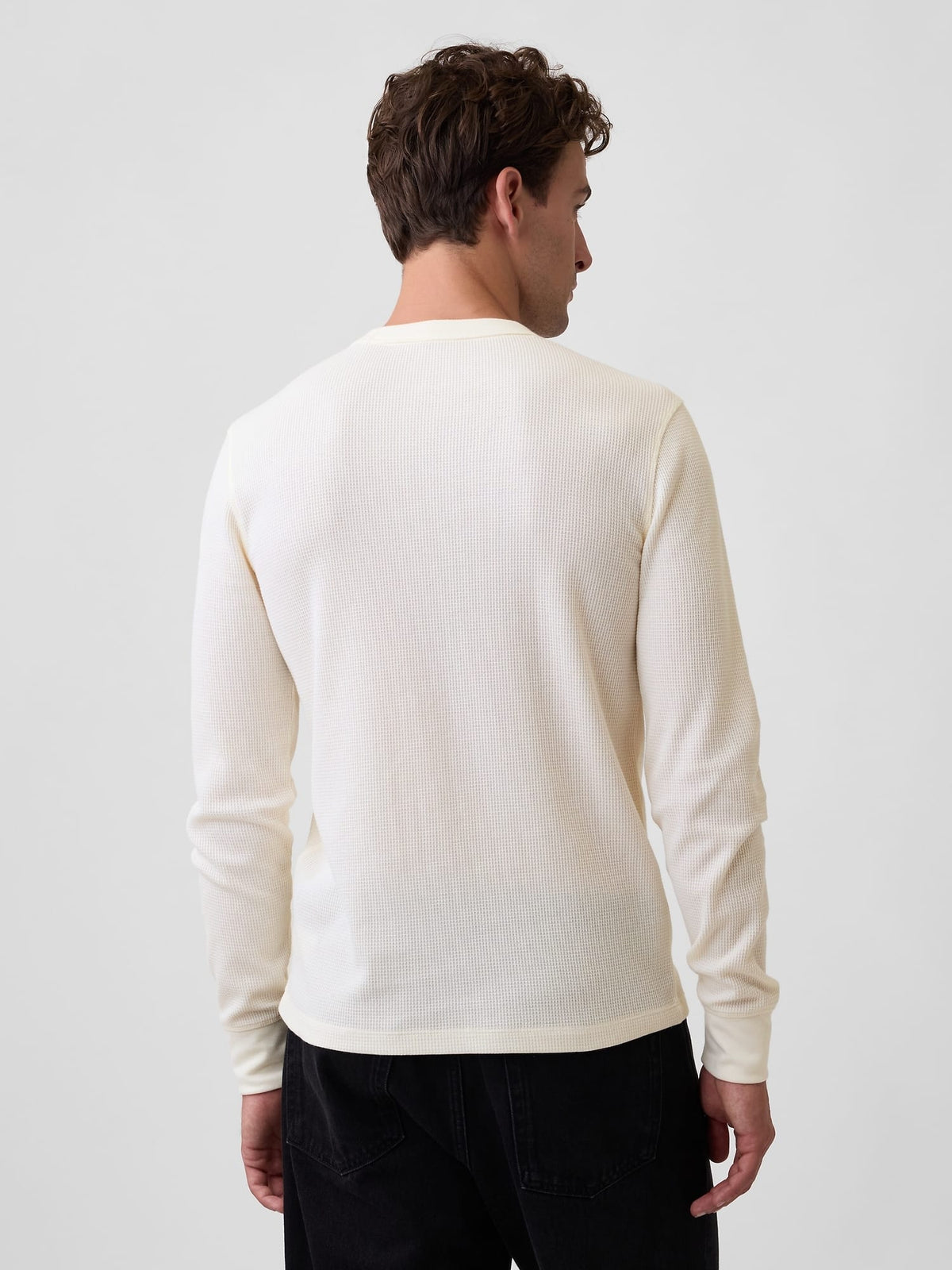 Kırık Beyaz Waffle-knit Bisiklet Yaka T-shirt