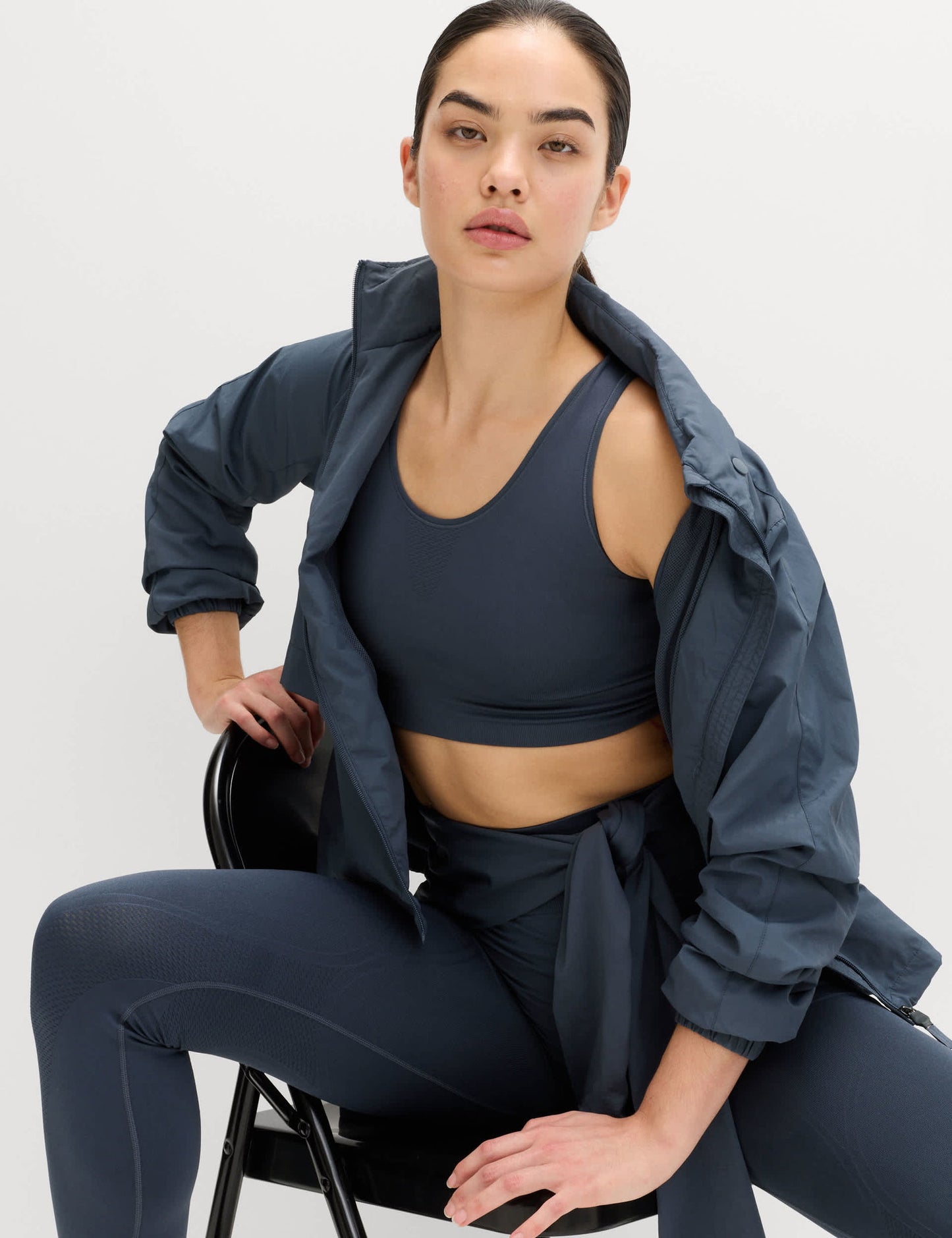 Jacquard Scoop Yaka Dikişsiz Crop Top