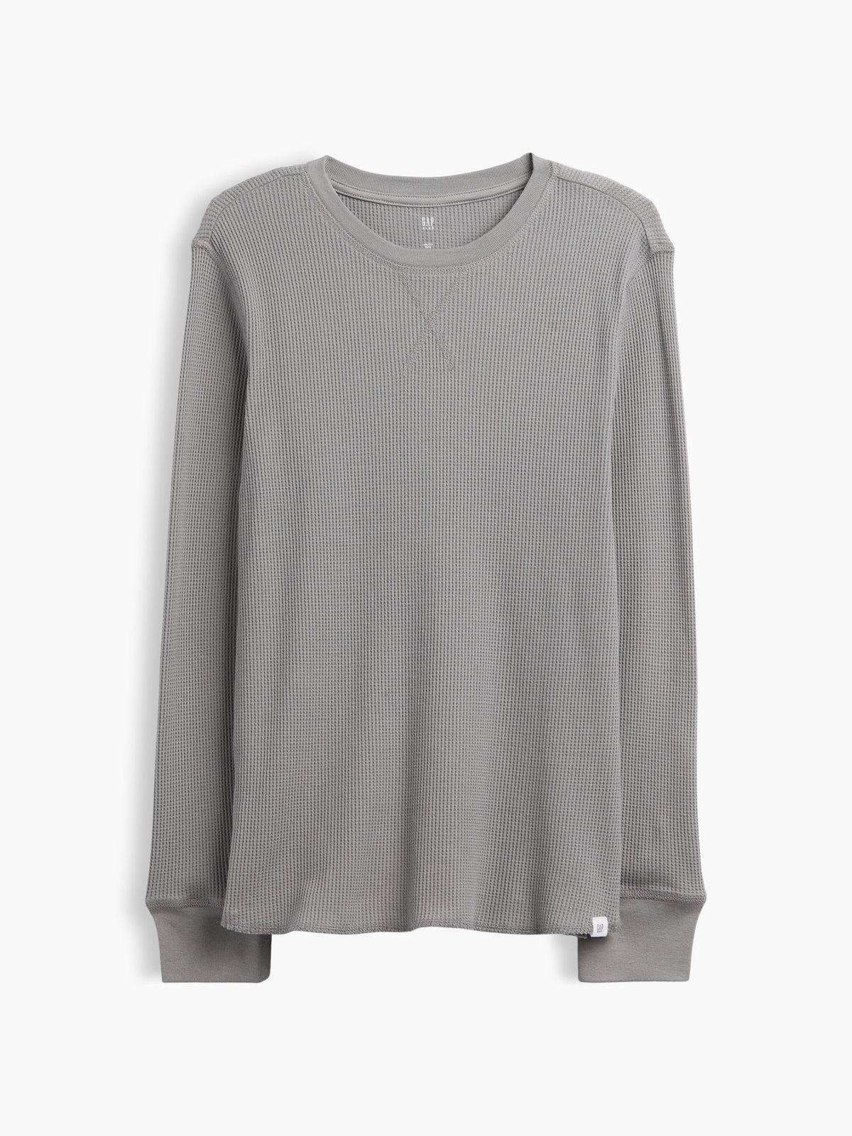 Açık Gri Waffle-knit Bisiklet Yaka T-shirt