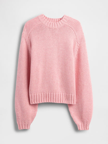 Pembe Relaxed Yaka Bisiklet Yaka Kazak